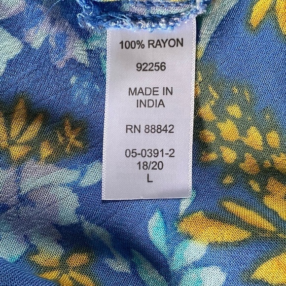 Woman Within Paisley Floral Blue MIDI Shift Summer Pullover Dress, Size: 18/20 - Picture 8 of 9